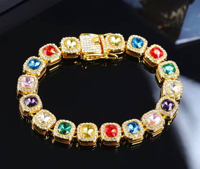 1pc Stunning Random Colored Iced Out Cuban Link Chains